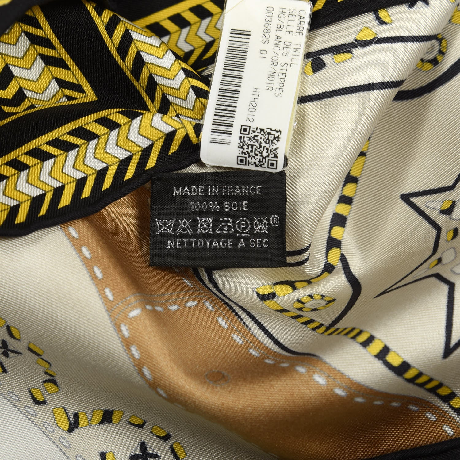 Hermes Silk Selle De Steppes Scarf 90 White Or Black 5 of 5