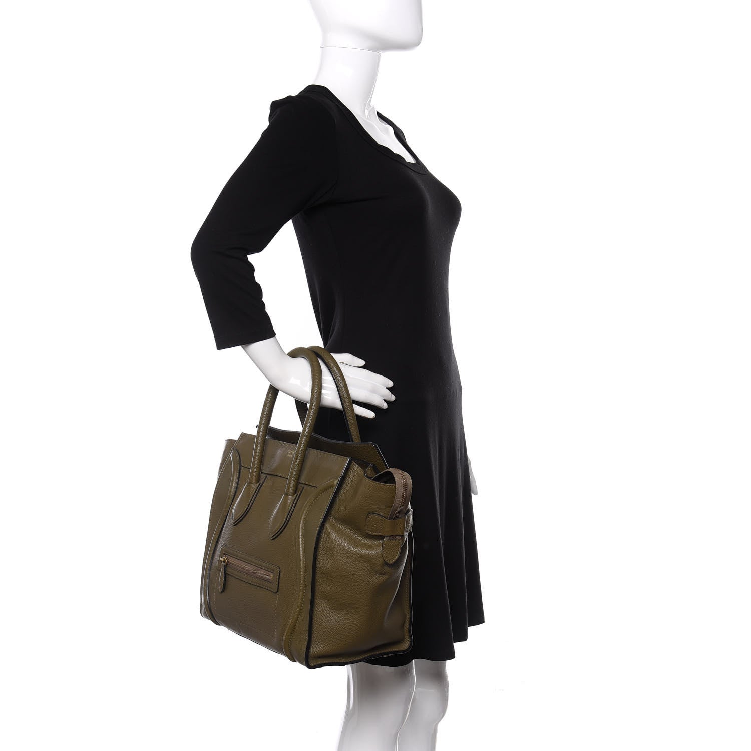 Celine Drummed Calfskin Mini Luggage Jungle 2 of 9