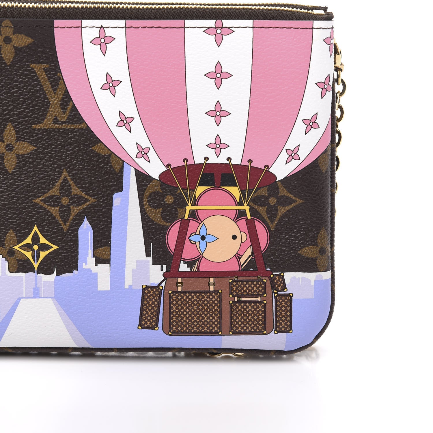 Louis Vuitton Monogram 2019 Christmas Animation Double Zip Pochette 10 of 11