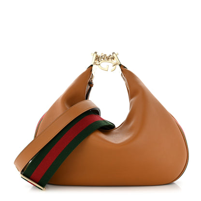 Gucci Aria Calfskin Web Large Attache Shoulder Bag Dark Orange 1 of 10