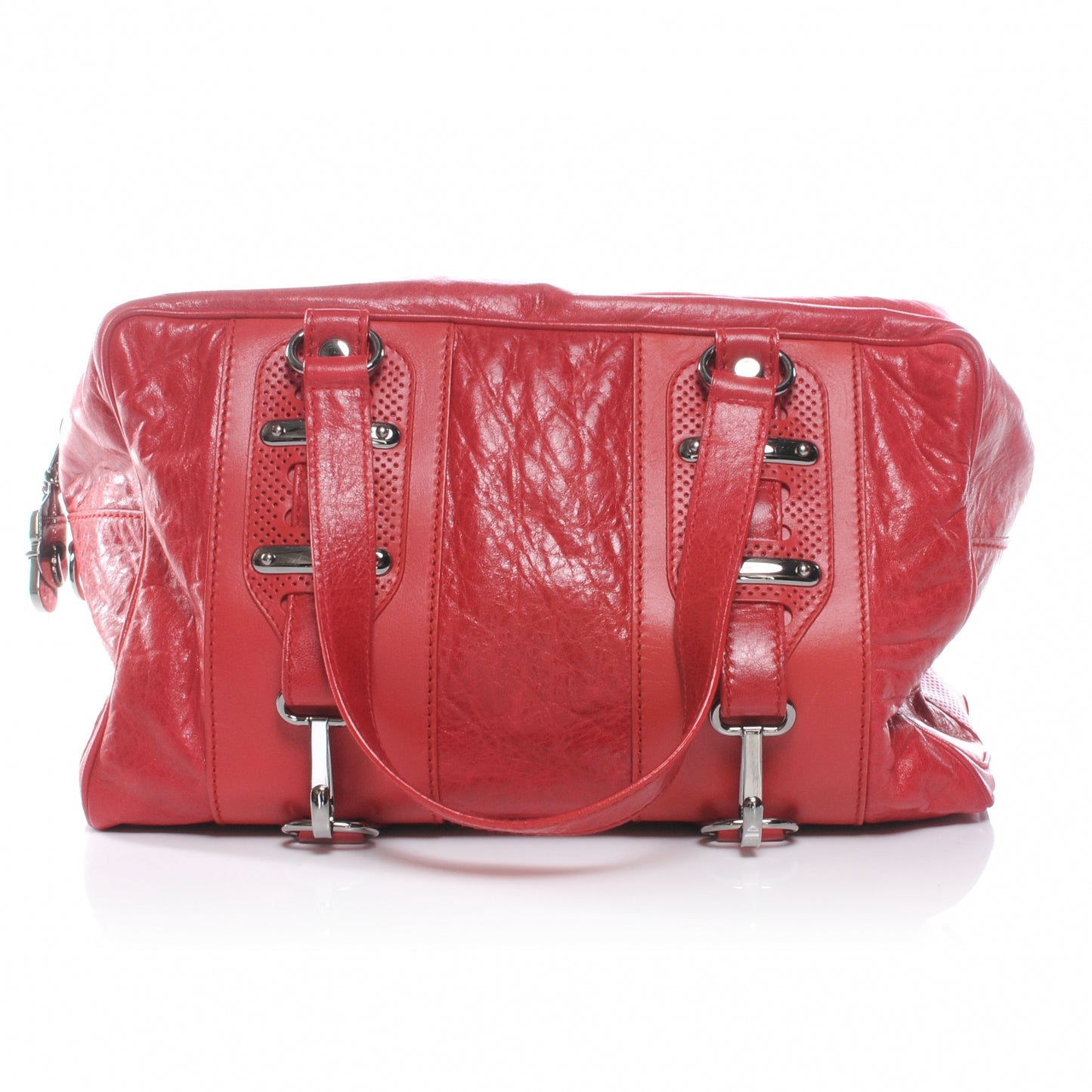 Chevre Perforated Hook Tote Red