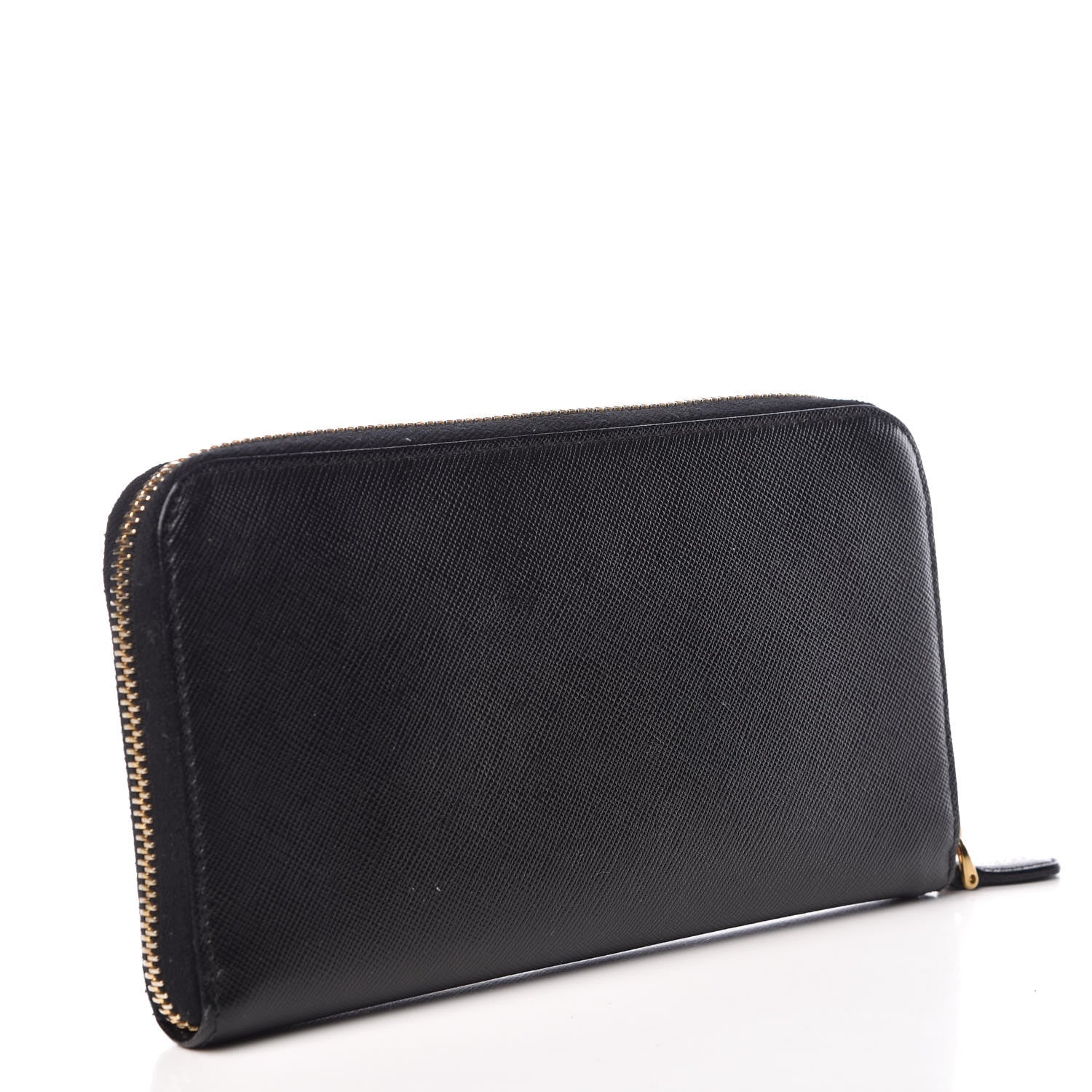 Prada Saffiano Metal Zip Around Wallet Black 3 of 9