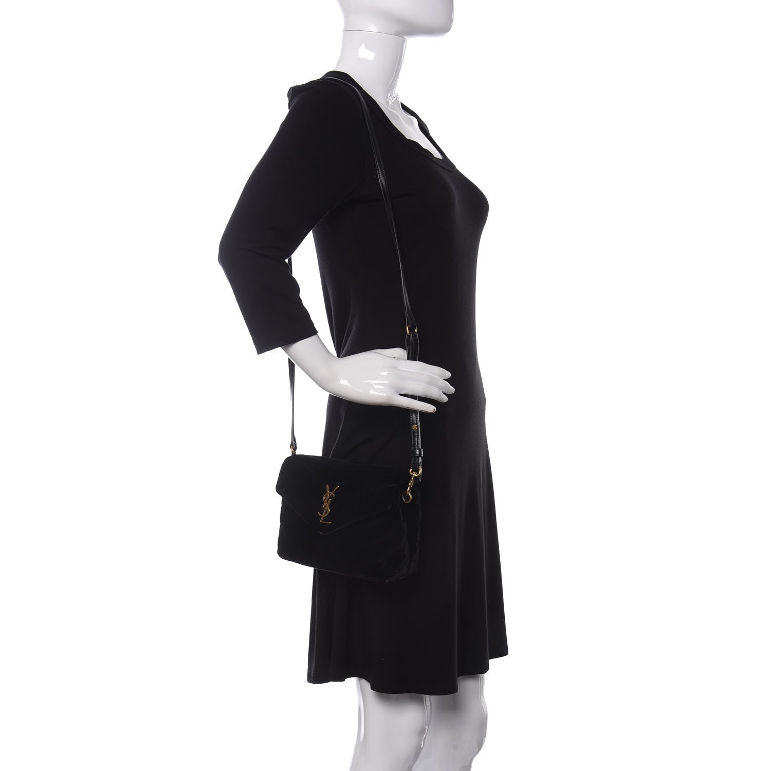 Saint Laurent Velvet Y Quilted Monogram Toy Loulou Chain Satchel French Black 2 of 10