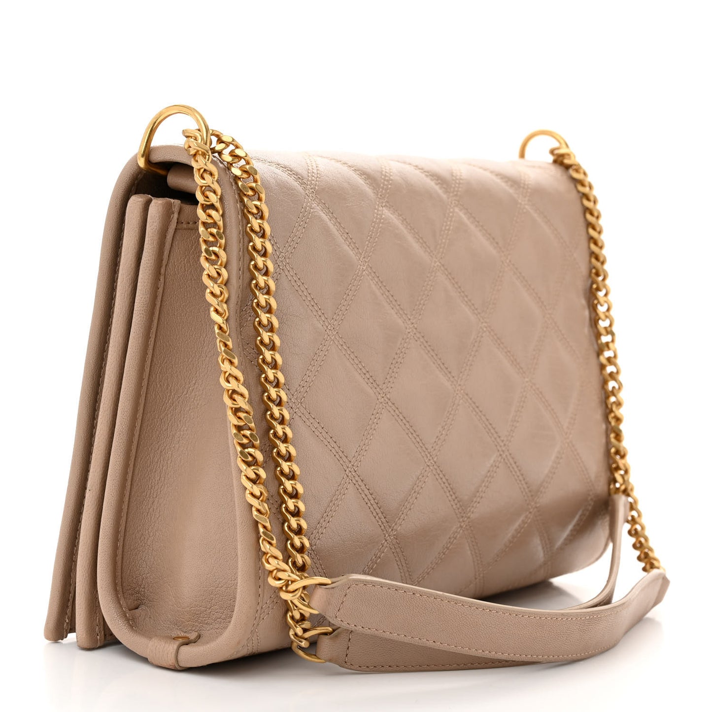 Lambskin Quilted Mini Becky Chain Bag Gold Sand