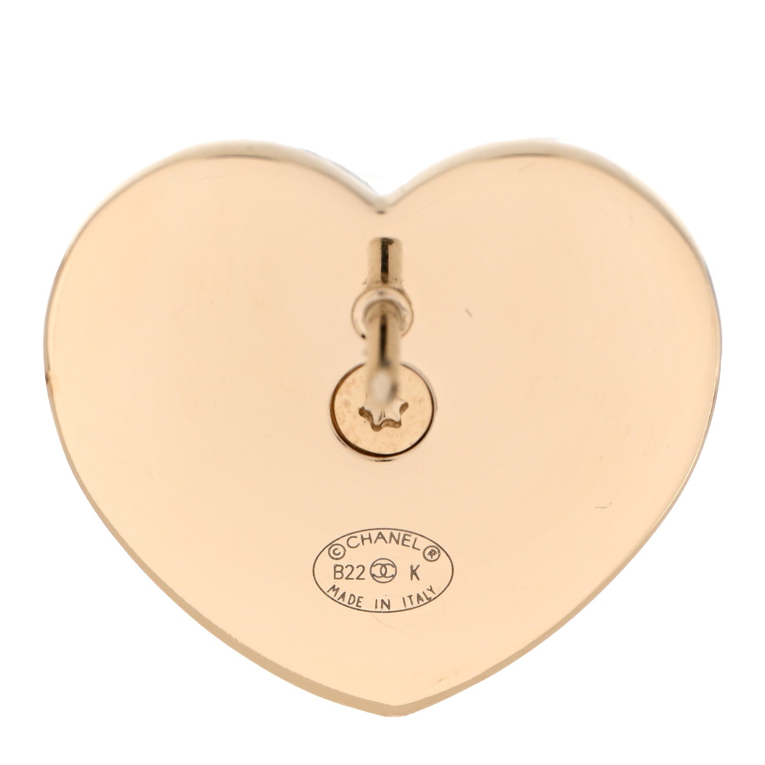 Chanel Resin Quilted CC Heart Brooch Gold Black 4 of 5