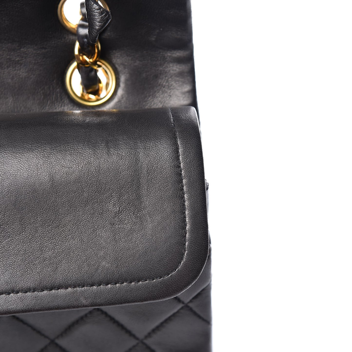Lambskin Quilted Medium Double Flap Black
