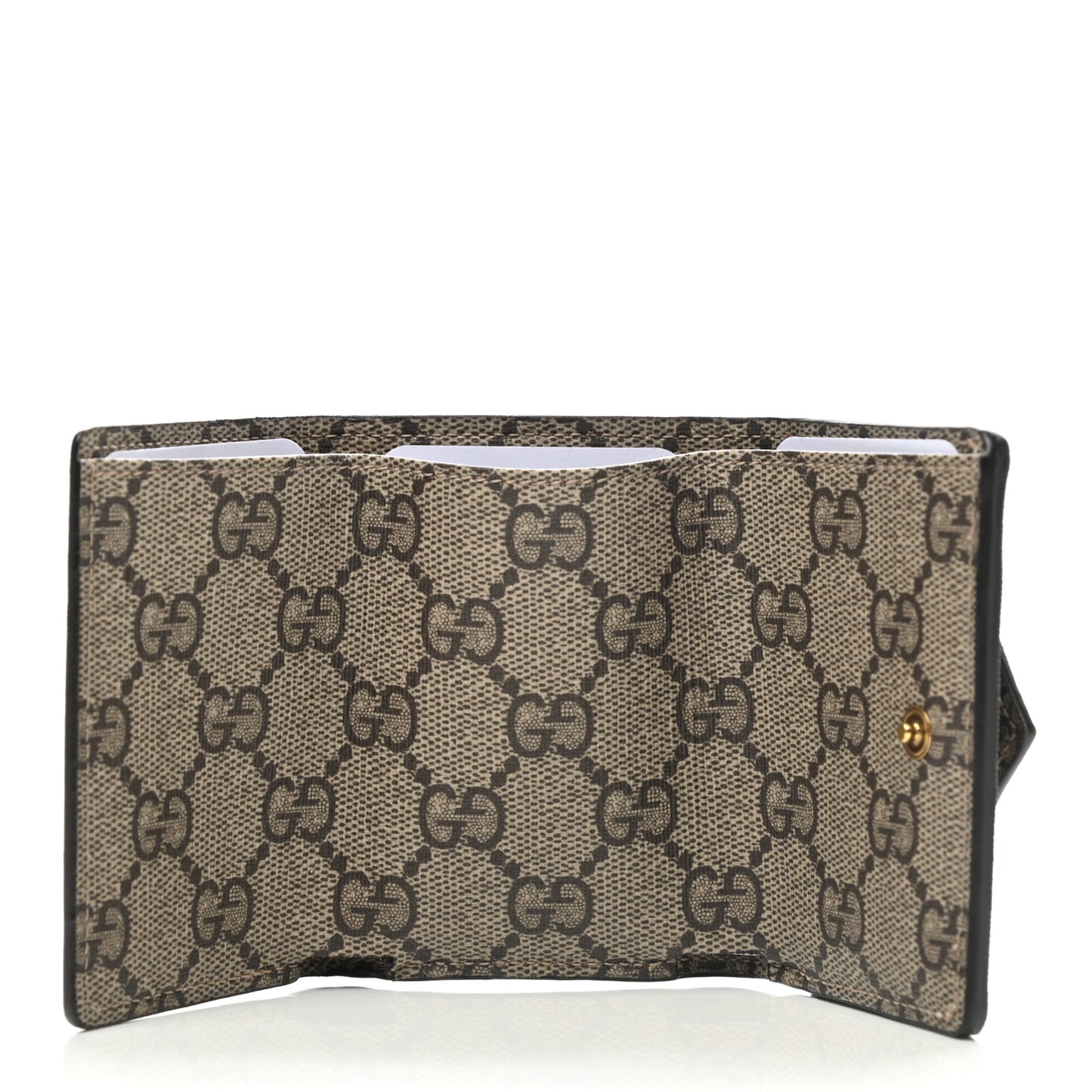 X BALENCIAGA GG Supreme Monogram Logo Envelope Card Case Wallet Beige Ebony Mystic White