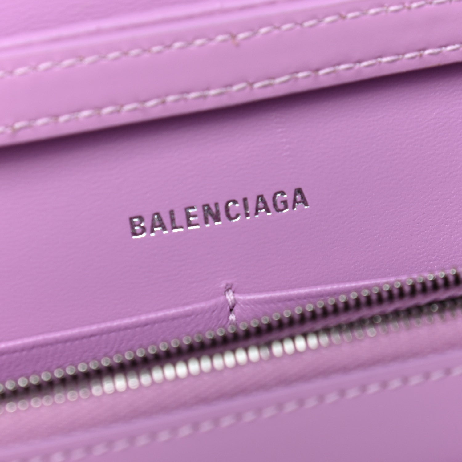Balenciaga Shiny Box Calfskin Tonal B Hourglass Chain Bag Liliac 7 of 9