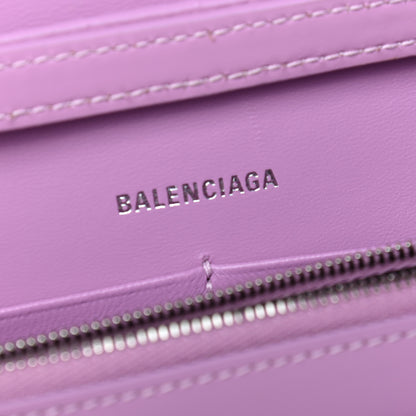 Balenciaga Shiny Box Calfskin Tonal B Hourglass Chain Bag Liliac 7 of 9