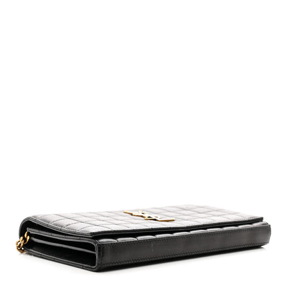 Saint Laurent Lambskin Carre Quilted Cassandre Chain Wallet Black 4 of 12