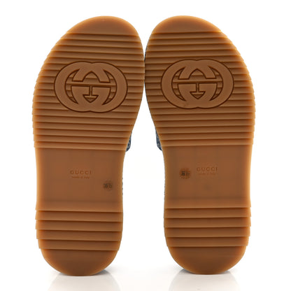 Gucci New Denim GG Monogram Angelina Platform 55mm Slide Sandals 36.5 Blue Tea 5 of 9