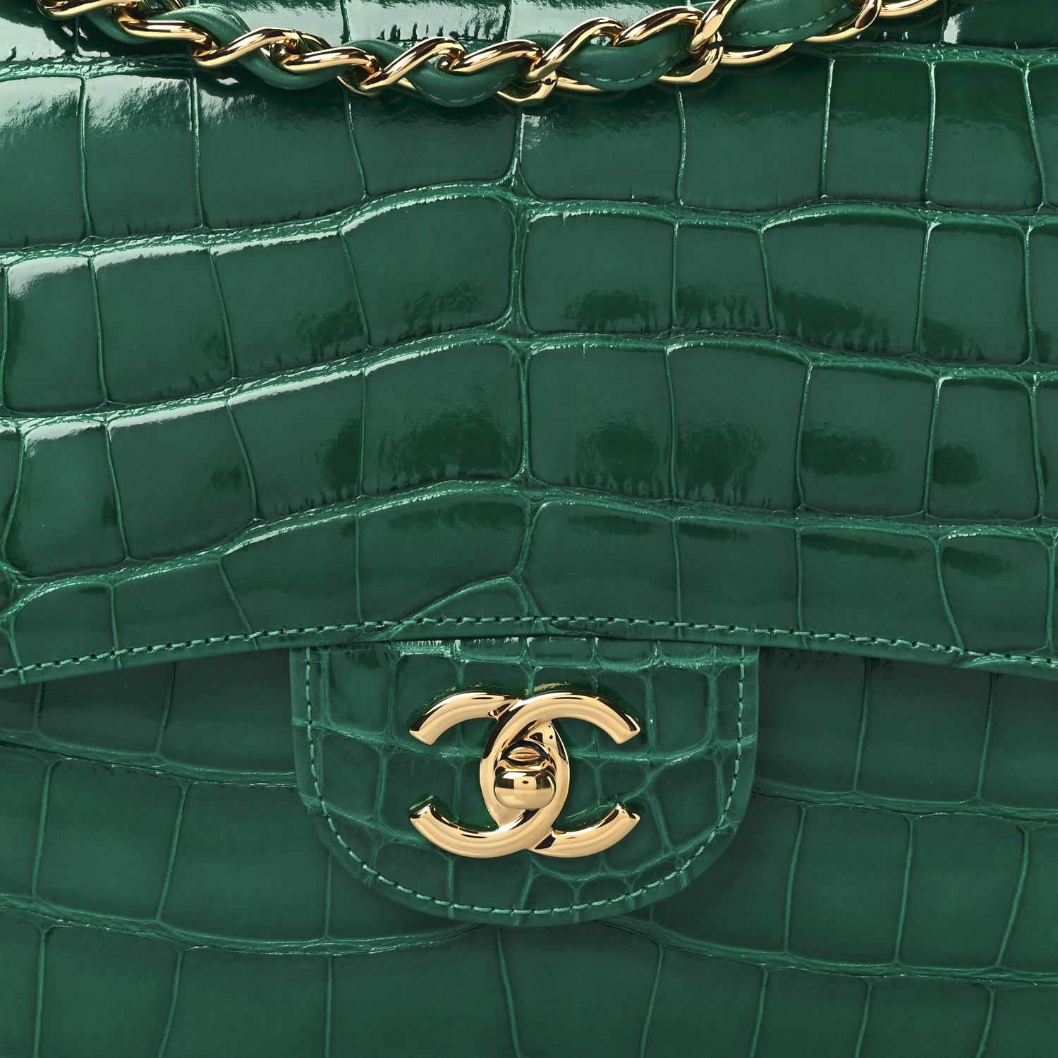 Chanel Alligator Jumbo Double Flap Green 8 of 10