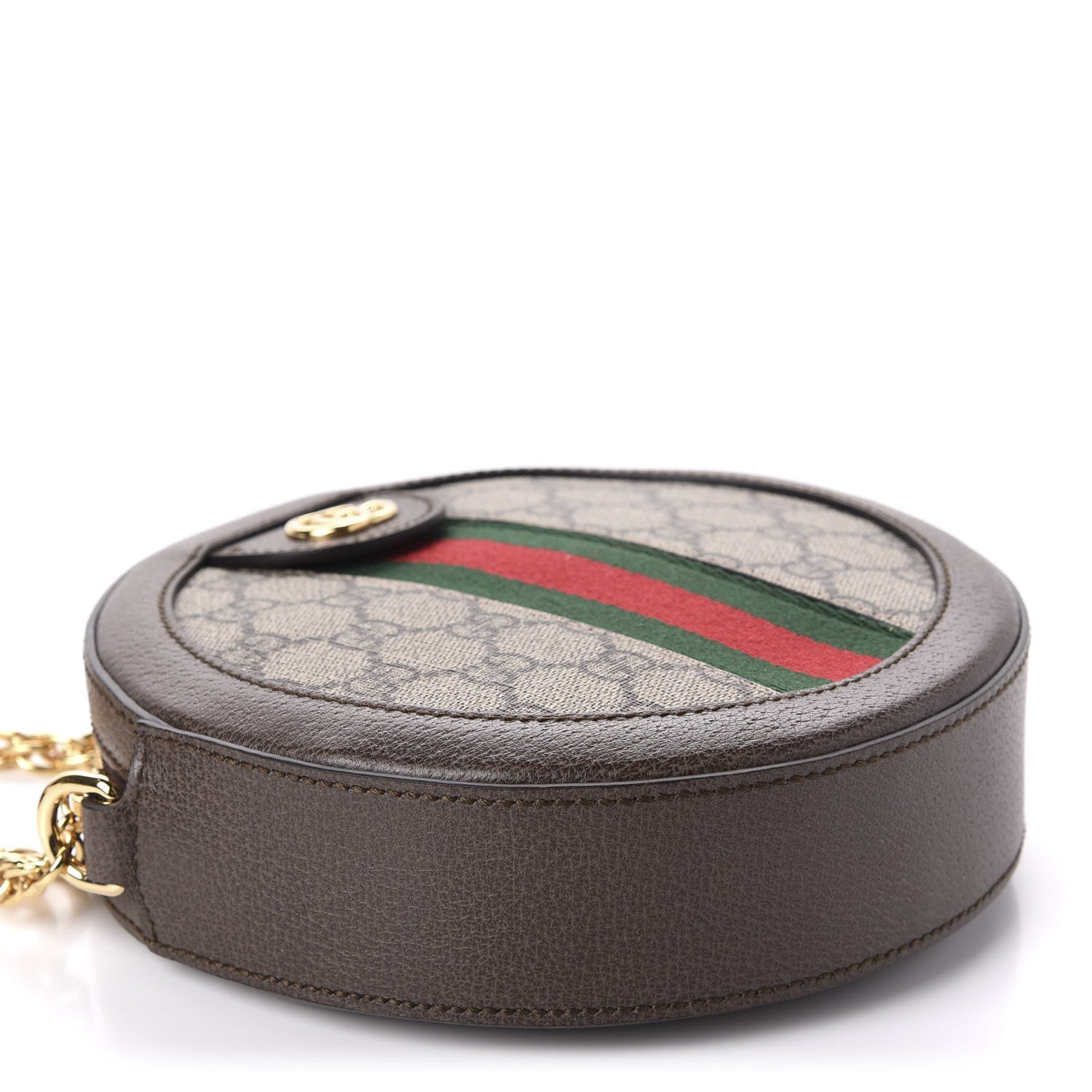 Gucci GG Supreme Monogram Web Mini Ophidia Round Shoulder Bag Brown 4 of 10