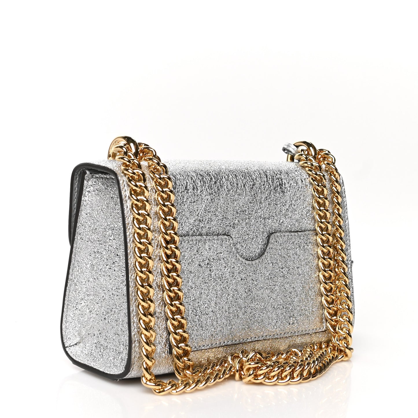 Galassia Small Padlock Shoulder Bag Argento