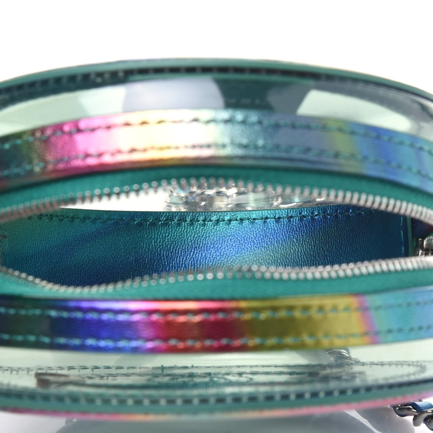 PVC Calfskin Lambskin Quilted Round Filigree Clutch With Chain Green