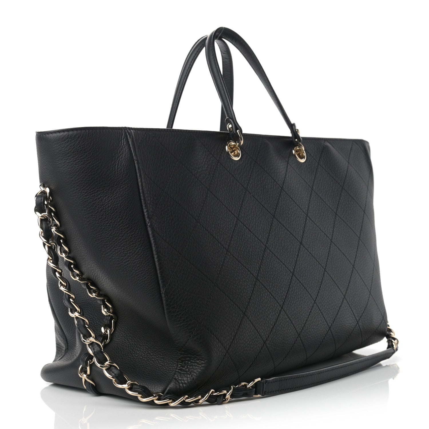 Chanel Bullskin Stitched Large Shopping Bag Black 3 of 9