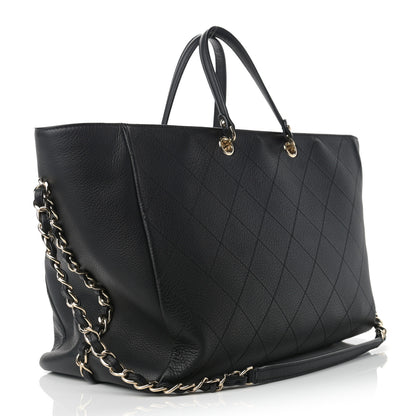 Chanel Bullskin Stitched Large Shopping Bag Black 3 of 9