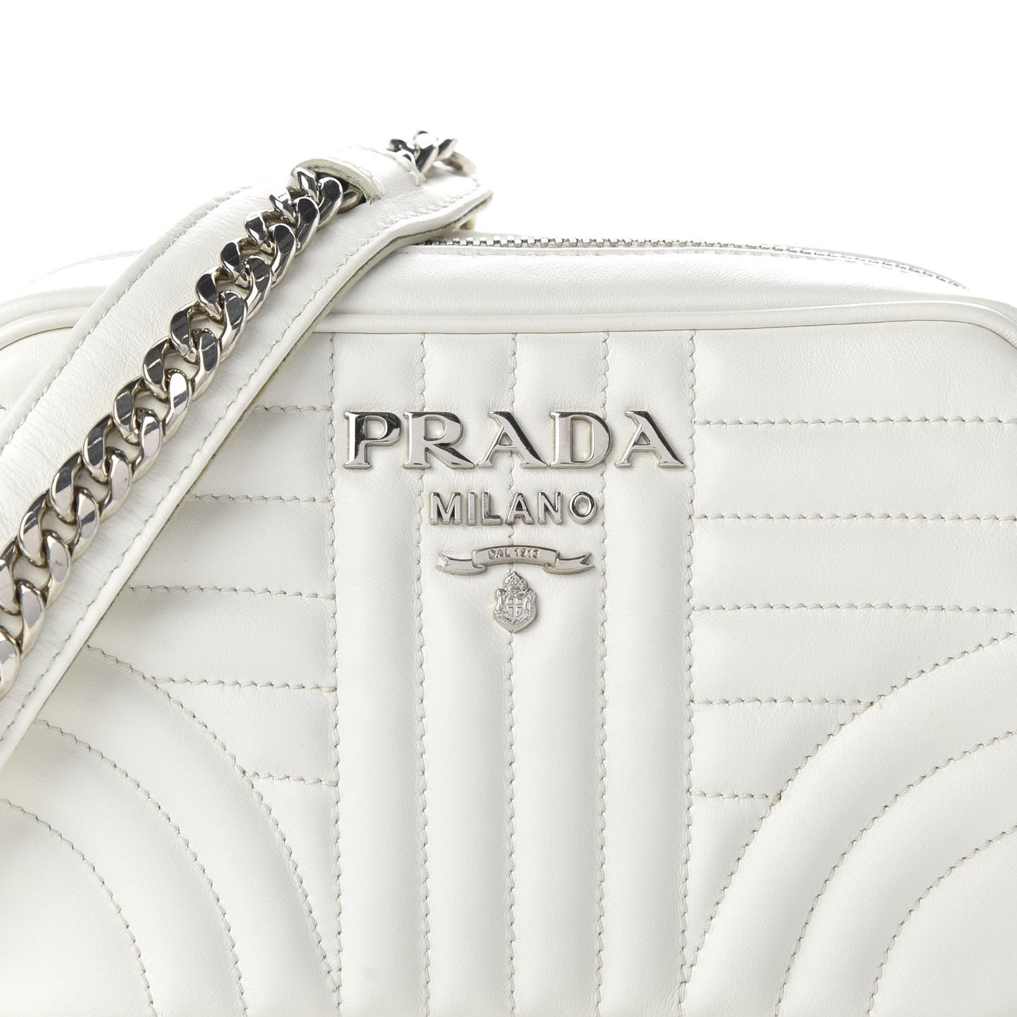 Soft Calfskin Diagramme Crossbody Bag White