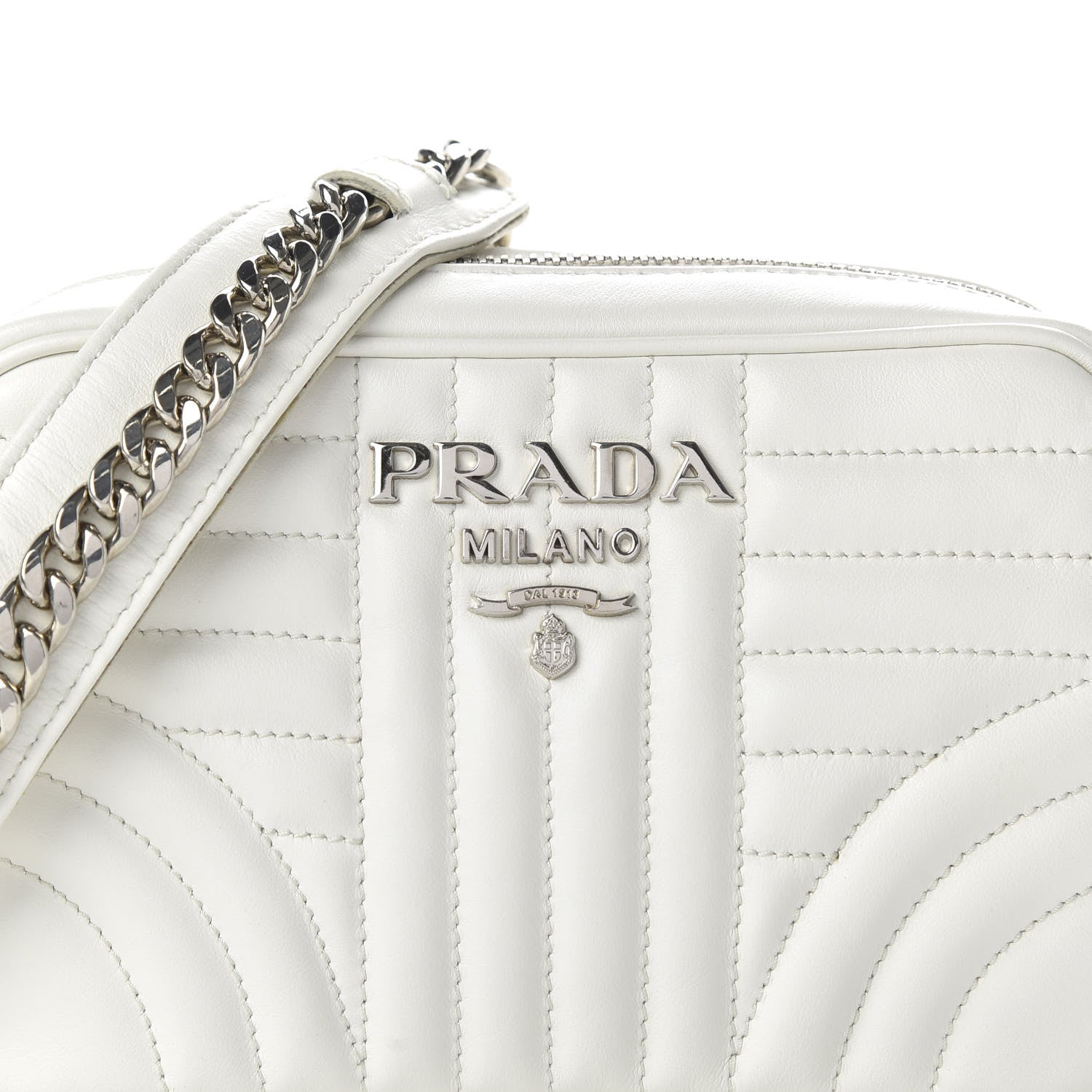 Prada Soft Calfskin Diagramme Crossbody Bag White 9 of 9