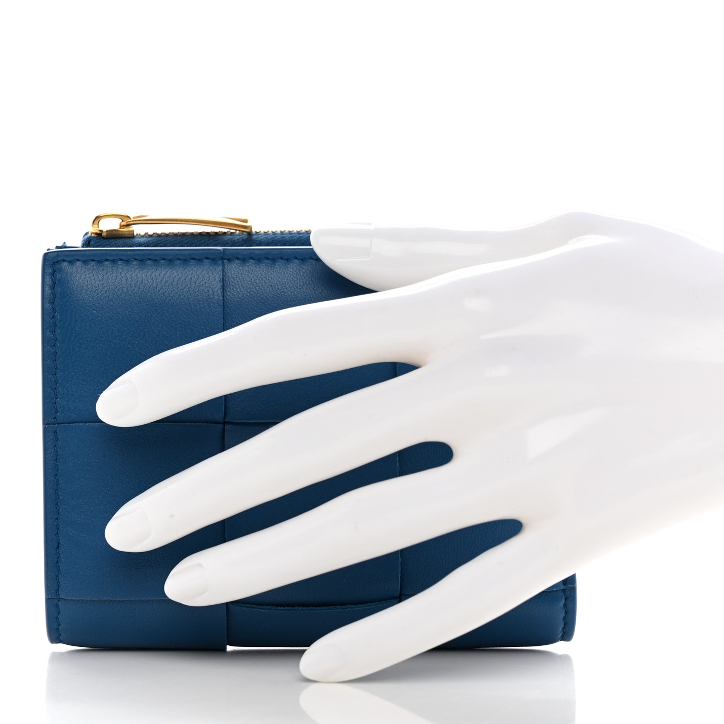 Nappa Maxi Intrecciato Bifold Zip Wallet Deep Pacific