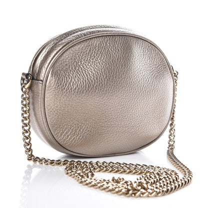 Gucci Metallic Pebbled Calfskin Mini Soho Chain Bag Golden Beige 3 of 9