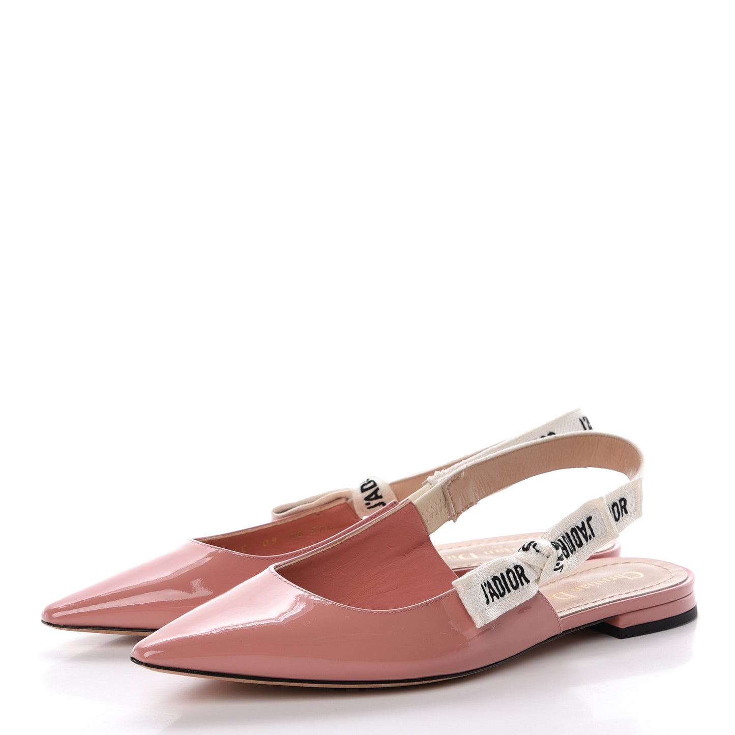 Patent Ribbon J'Adior Slingback Ballet Flats 37.5 Dusty Candy