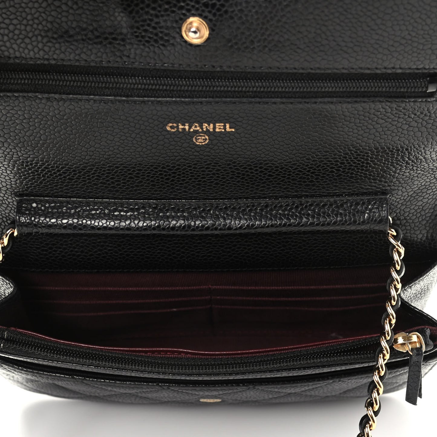 Caviar Quilted Wallet On Chain WOC Black