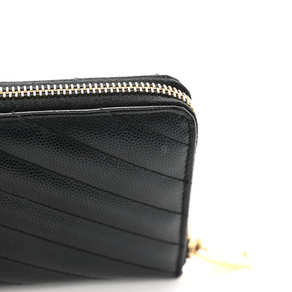 Saint Laurent Grain De Poudre Matelasse Chevron Monogram Zip Around Wallet Black 13 of 13