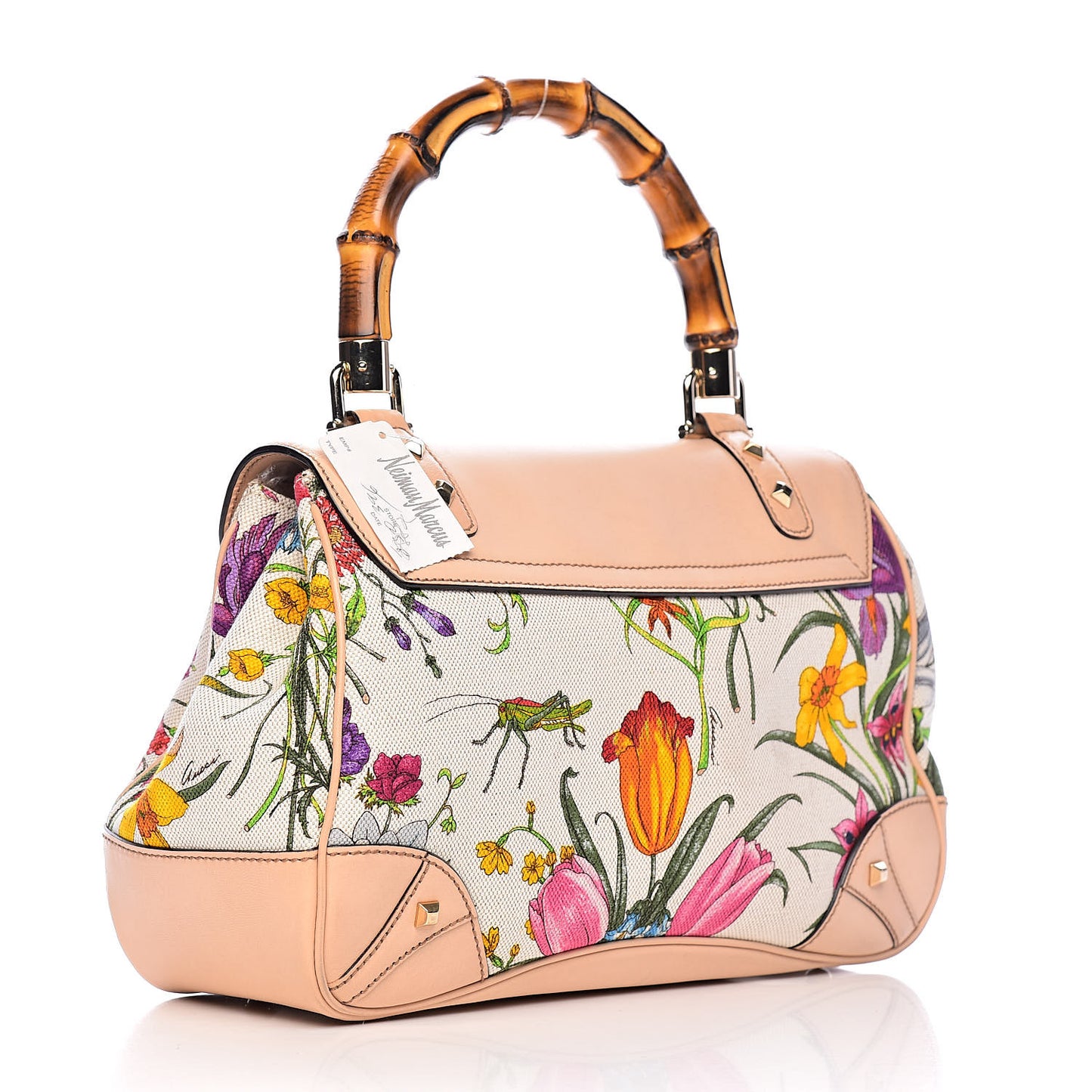 Floral Flora Canvas Bamboo Top Handle Bag