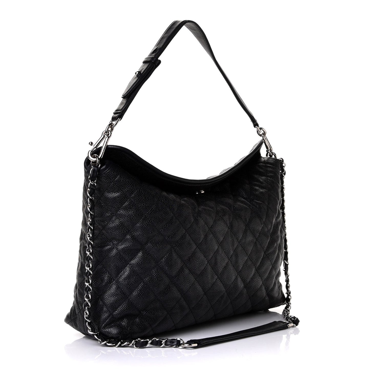 Caviar Quilted French Riviera Hobo Black