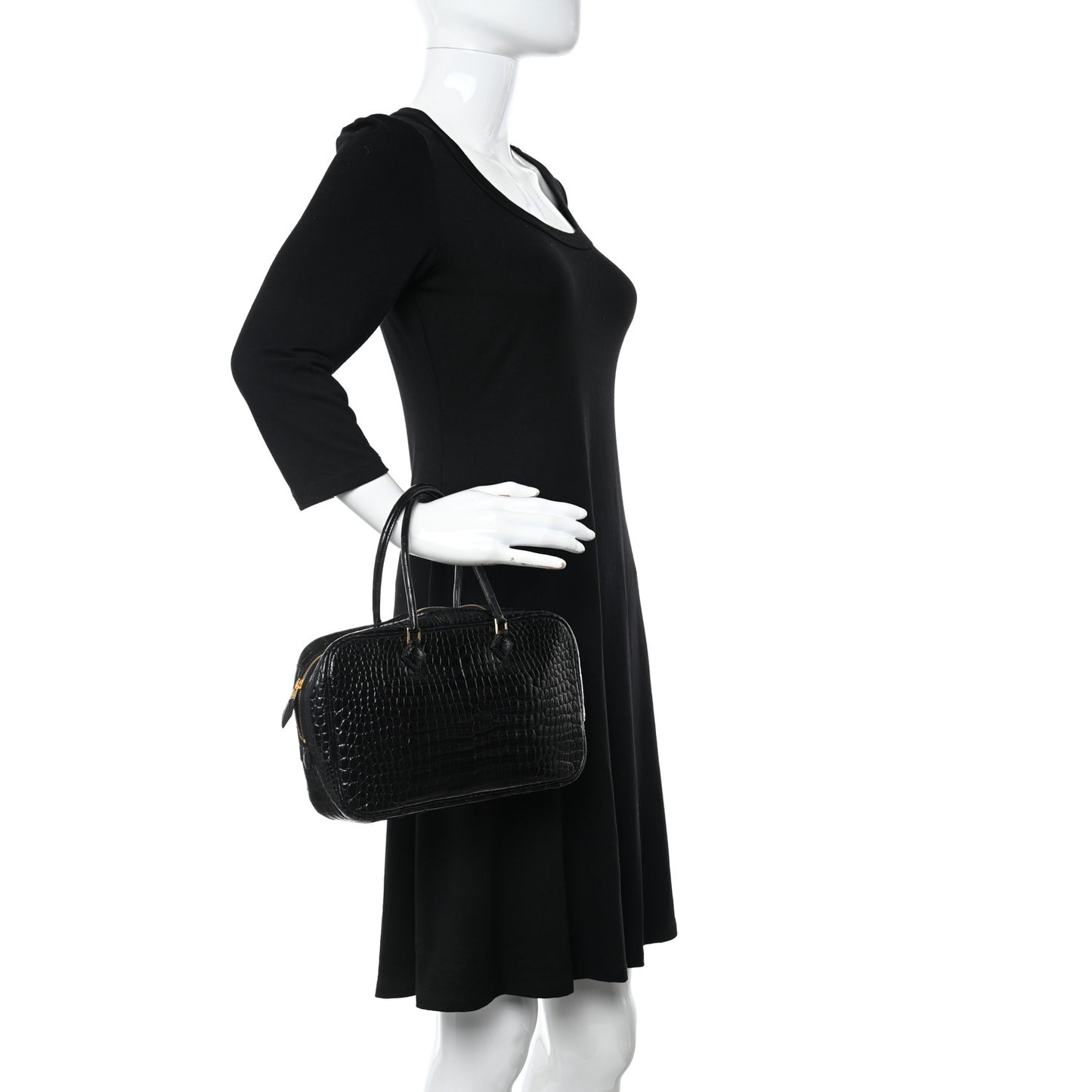 Shiny Porosus Crocodile Plume Elan 28 Black