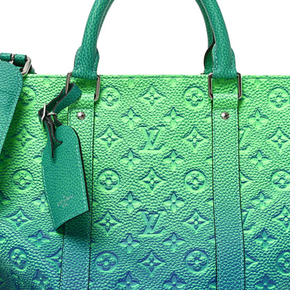 Louis Vuitton Taurillon Illusion Keepall Tote Bleu Vert 7 of 9