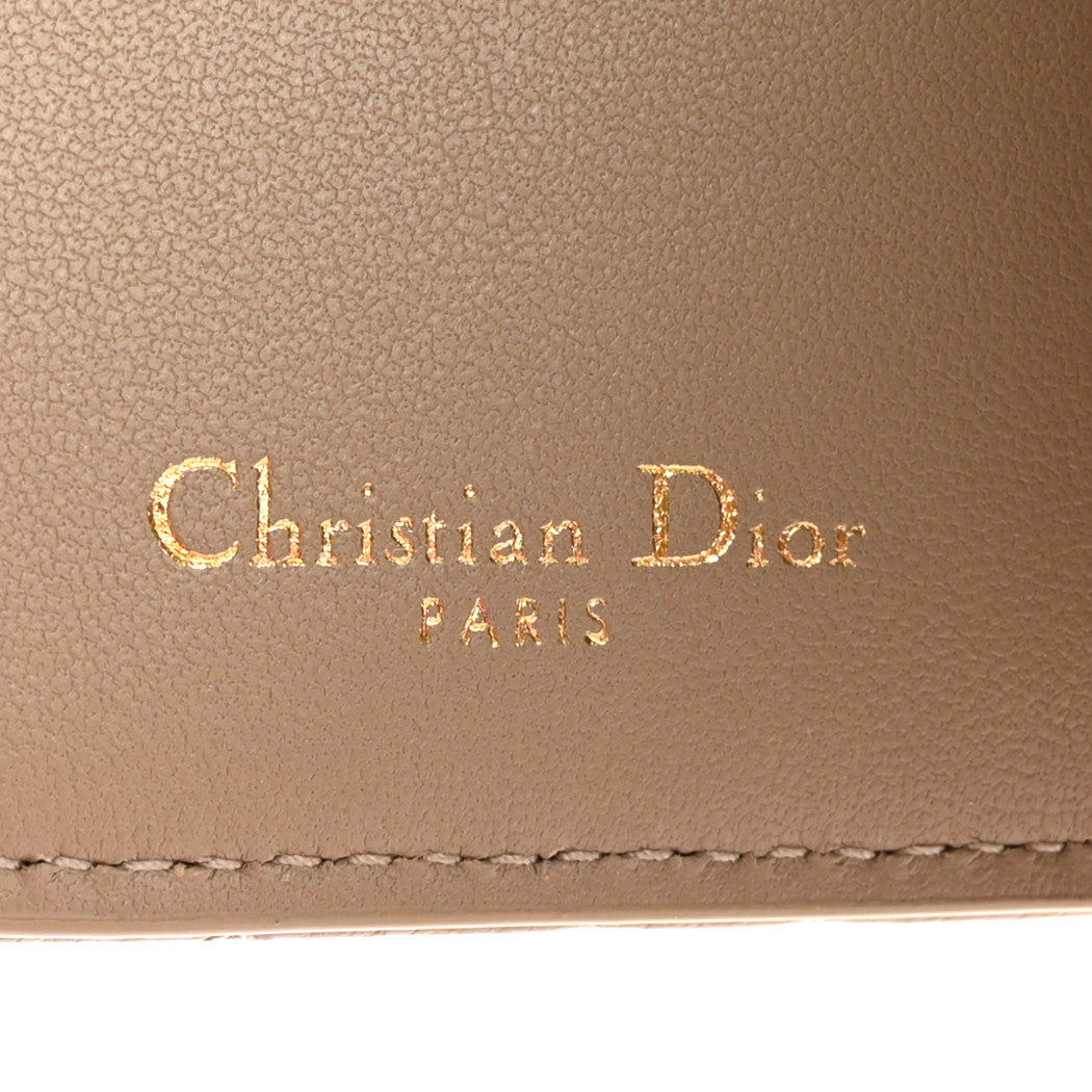 Christian Dior Grained Calfskin Supple Cannage Caro Scarlet Zipped Wallet Sand 7 of 10