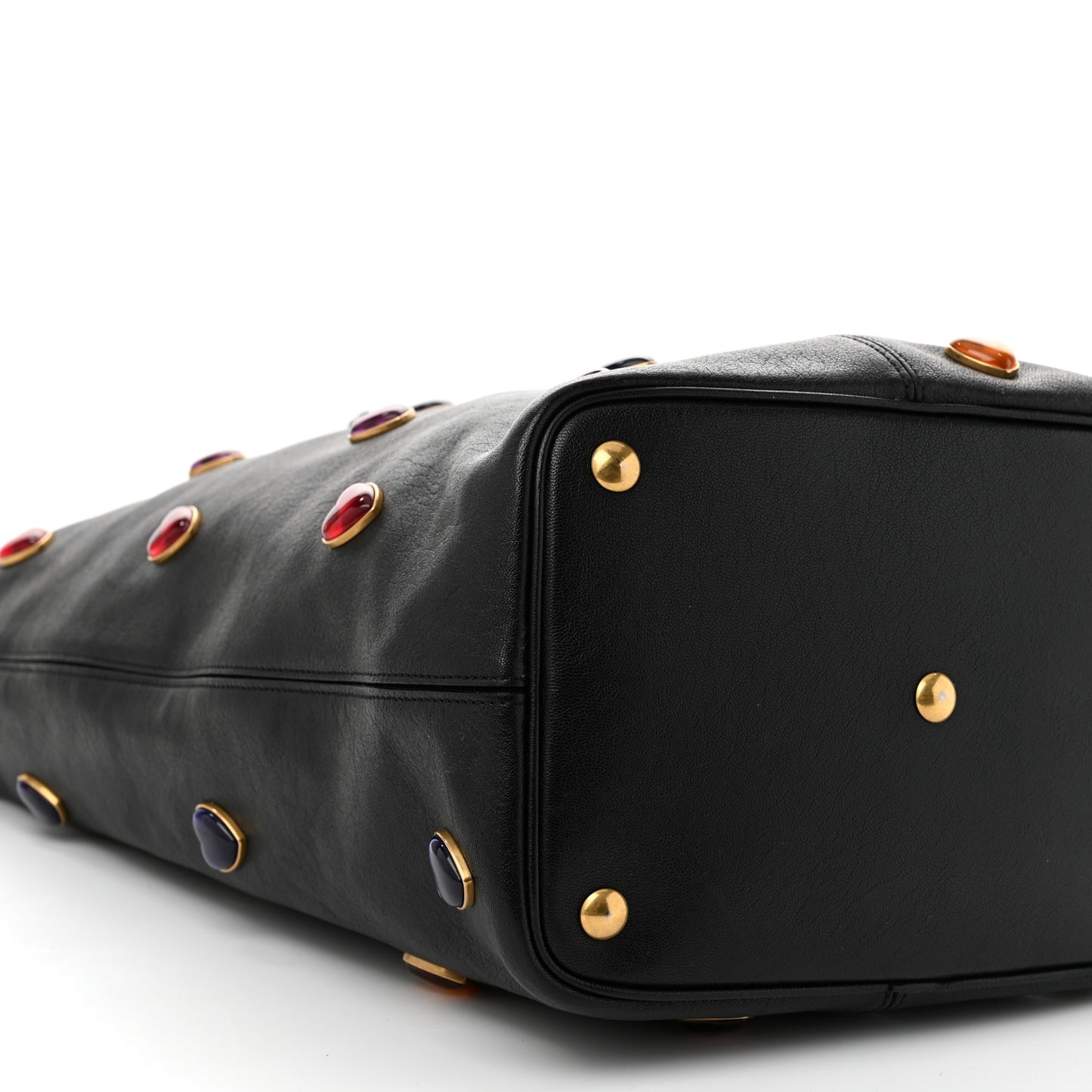 Lambskin Medium Heart Studded Riva Bucket Bag Black