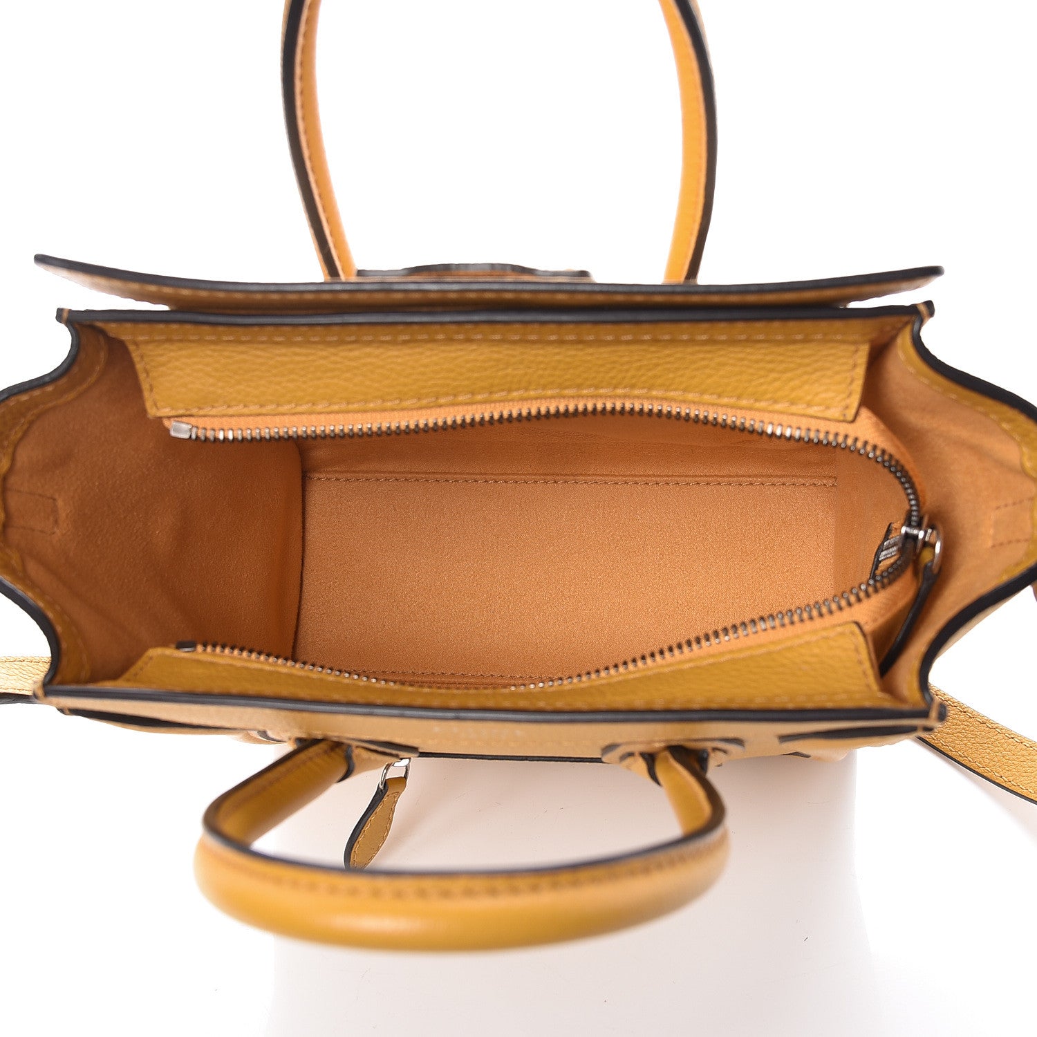 Celine Drummed Calfskin Nano Luggage Ocre 7 of 8
