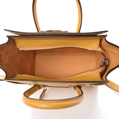 Celine Drummed Calfskin Nano Luggage Ocre 7 of 8