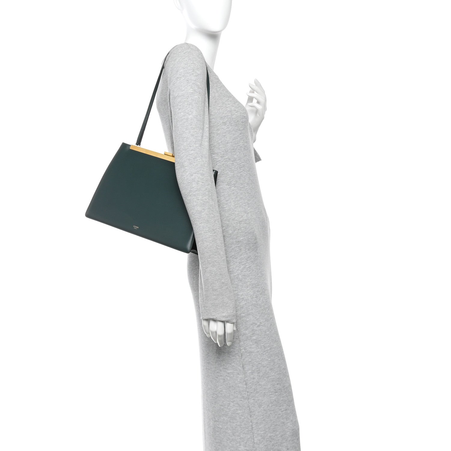 Celine Smooth Calfskin Medium Clasp Shoulder Bag Forest 2 of 10