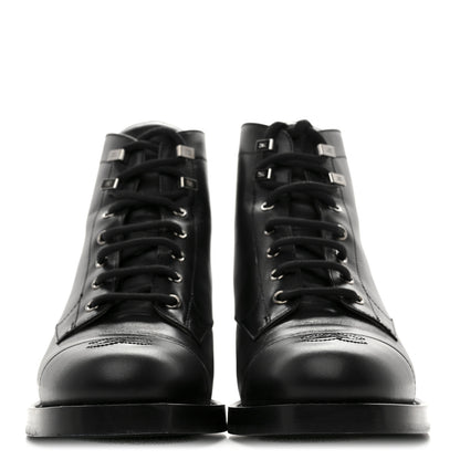 Chanel Calfskin Lace Up CC Combat Boots 40 Black 3 of 10