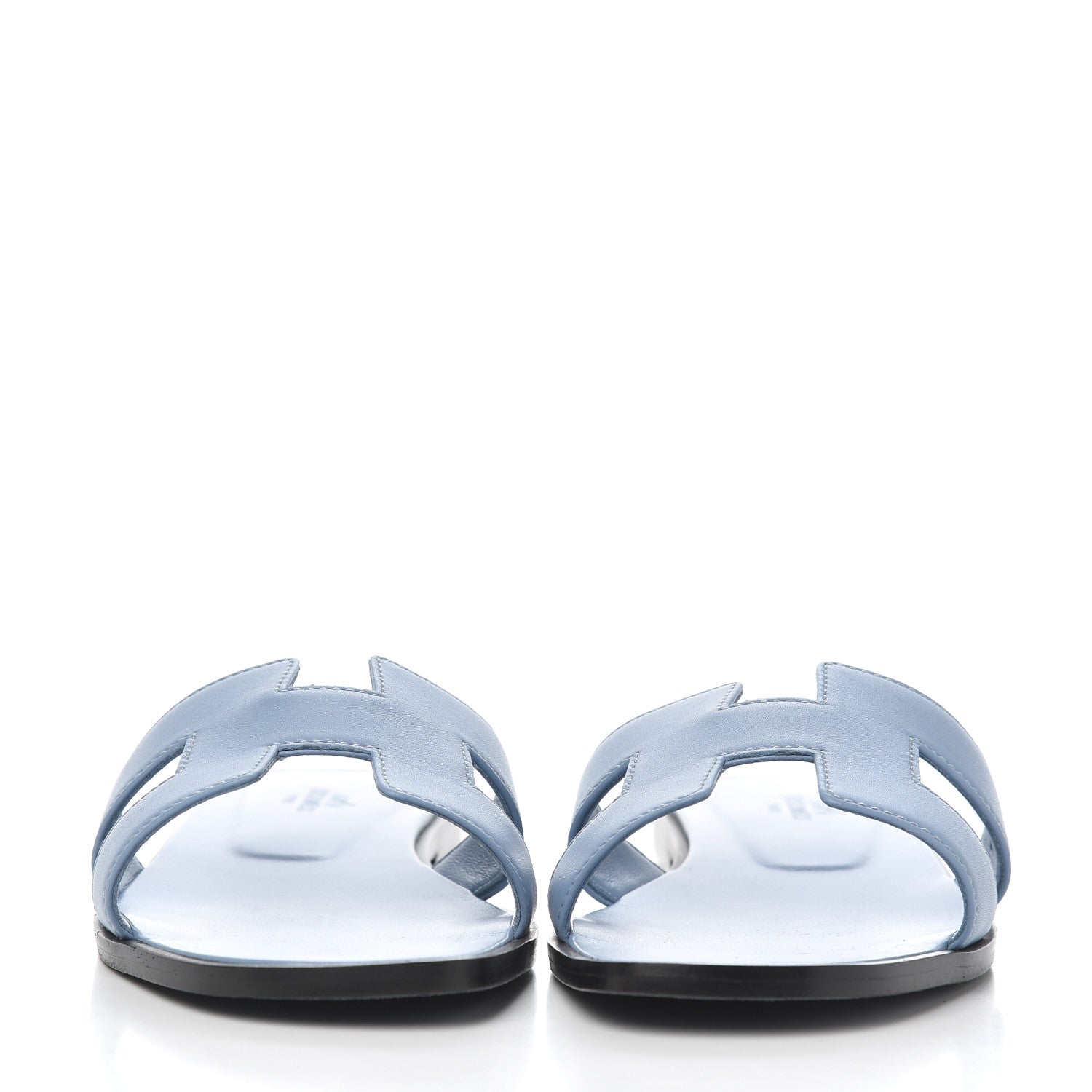 Hermes Box Calfskin Oran Sandals 37.5 Bleu Bleuet 2 of 12