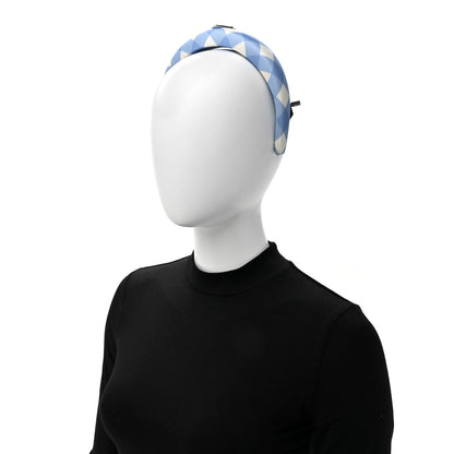 Prada Re-Nylon Gingham Check Printed Triangle Logo Headband Light Blue 2 of 6
