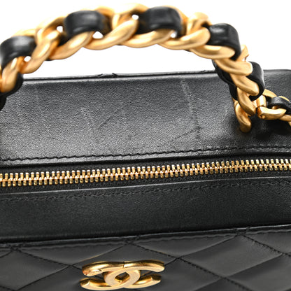 Chanel Lambskin Quilted Top Handle Small Vanity Case Black 12 of 13