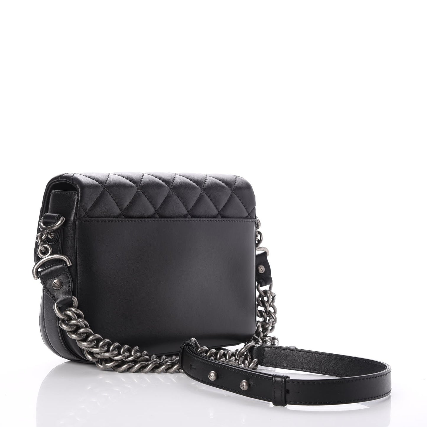 Calfskin Quilted Medium Rock My Shoulder Flap Black