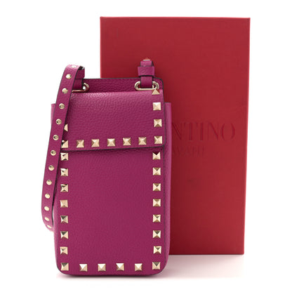 Valentino Garavani Grainy Calfskin Rockstud Phone Holder Rose Violet 10 of 10