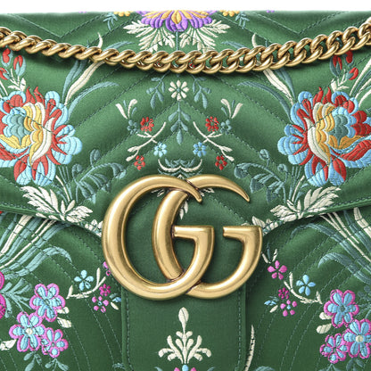 Gucci Jacquard Matelasse Floral Medium GG Marmont Shoulder Bag Green 12 of 13