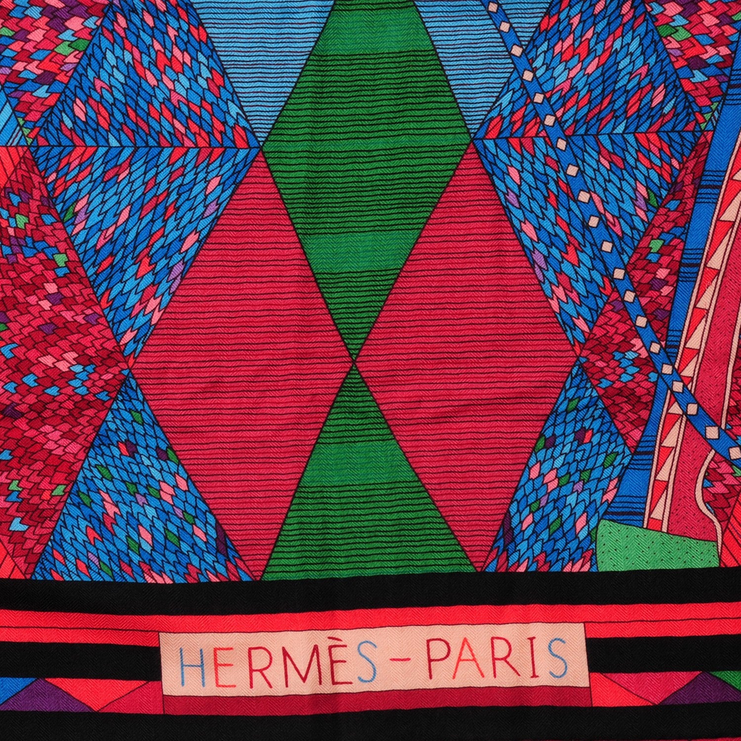 Hermes Cashmere Silk Patchwork Horse Shawl 140 3 of 4