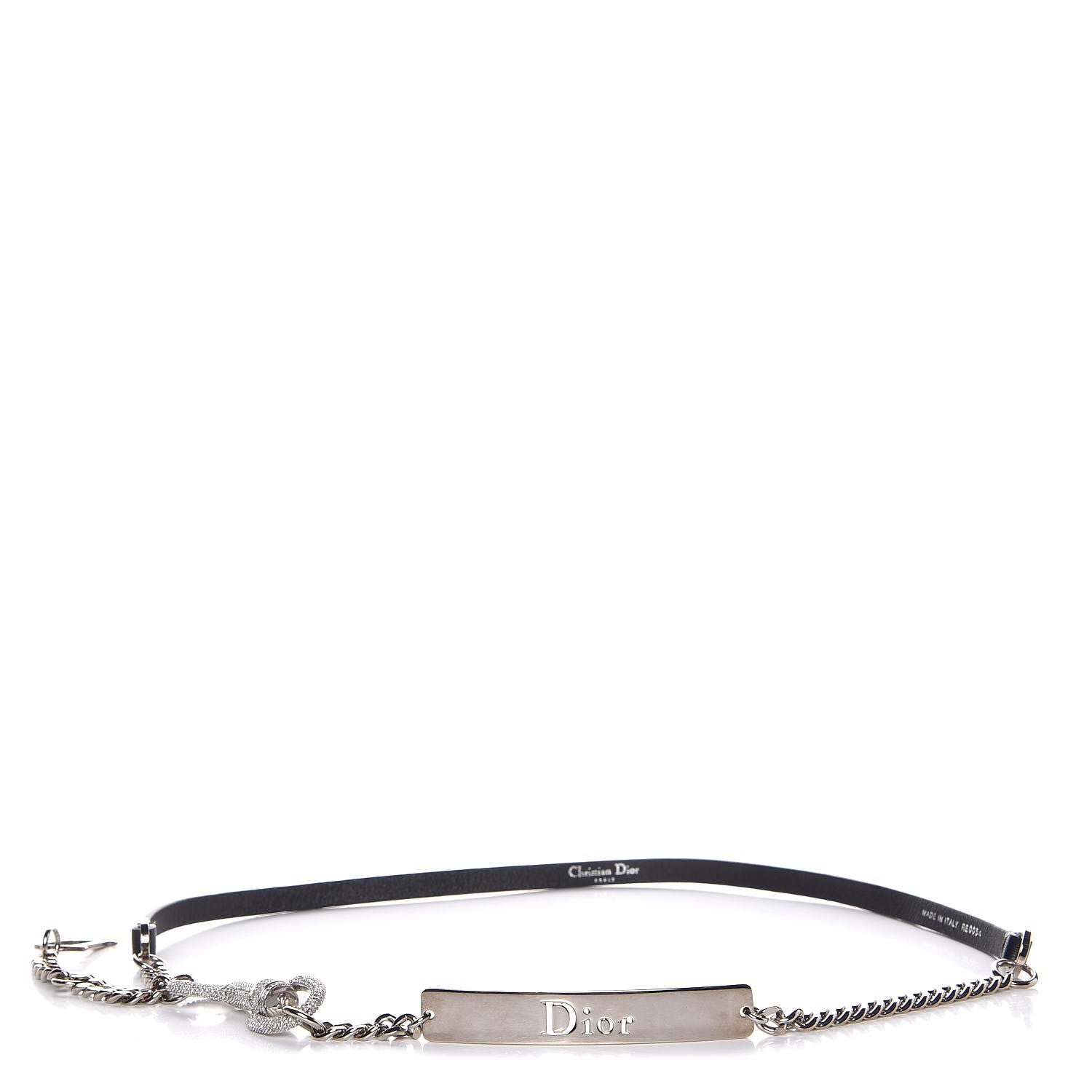 Christian Dior Calfskin Crystal Logo Clasp Belt 85 Black 1 of 7
