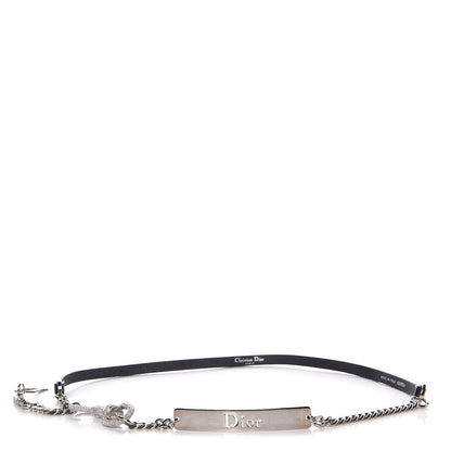 Christian Dior Calfskin Crystal Logo Clasp Belt 85 Black 1 of 7