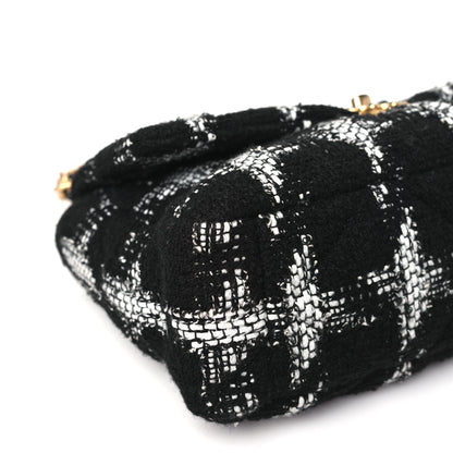Chanel Tweed Quilted Large Chanel 19 Flap Black Ecru White 9 of 10