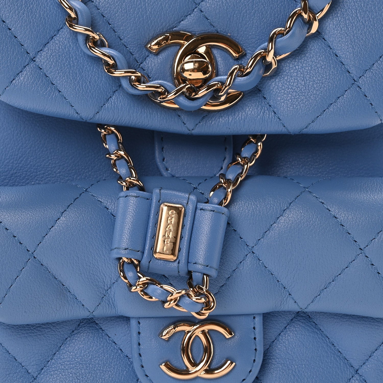Chanel Lambskin Quilted Small Duma Drawstring Backpack Blue 8 of 10