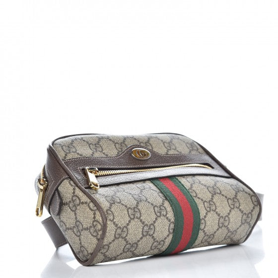 GG Supreme Monogram Web Small Ophidia Belt Bag 95 38 Dark Brown
